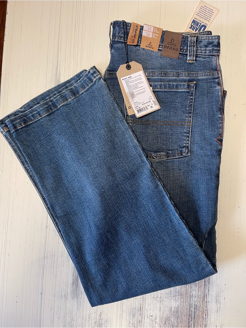 prAna Men's Blue Denim Jeans - Classic Straight Fit